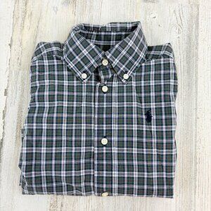 Ralph Lauren Boys Sz 2T Green Plaid Button Down Long Sleeve Shirt Polo Xmas